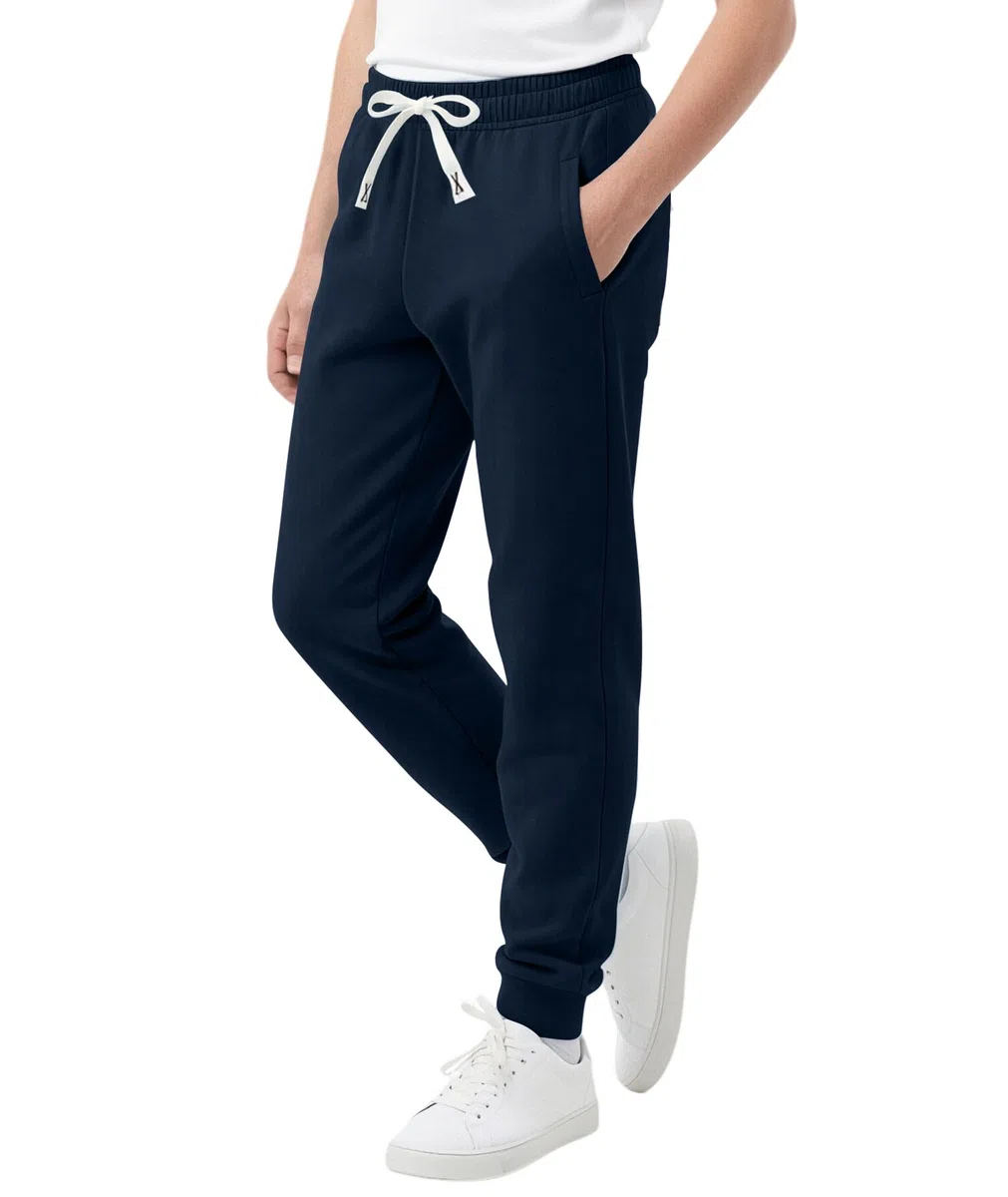 Holure Pantalones de chándal para niños de algodón con bolsillos con cremallera, cintura ajustable, pantalones de ocio suaves para deporte, escuela, paquete de 1/3 unidades