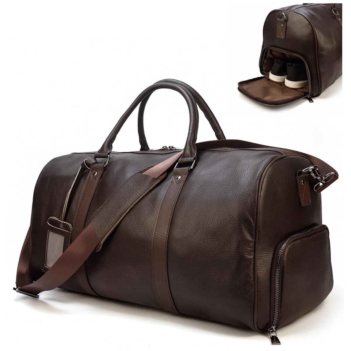 Luufan Unisex Bolsa de Viaje de Cuero Bolsa de Viaje de Fin de Semana de época