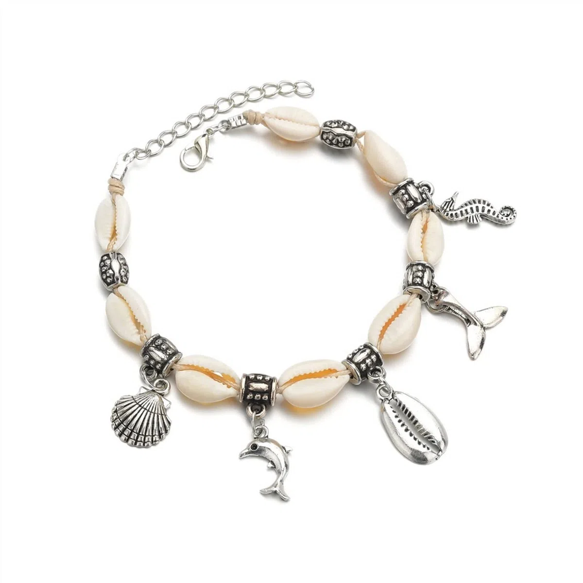 Pulseras De Tobillo con Colgante De Concha De Delfín Vintage Creativo, Tobilleras Ajustables para Mujer Tobilleras para Mujer,