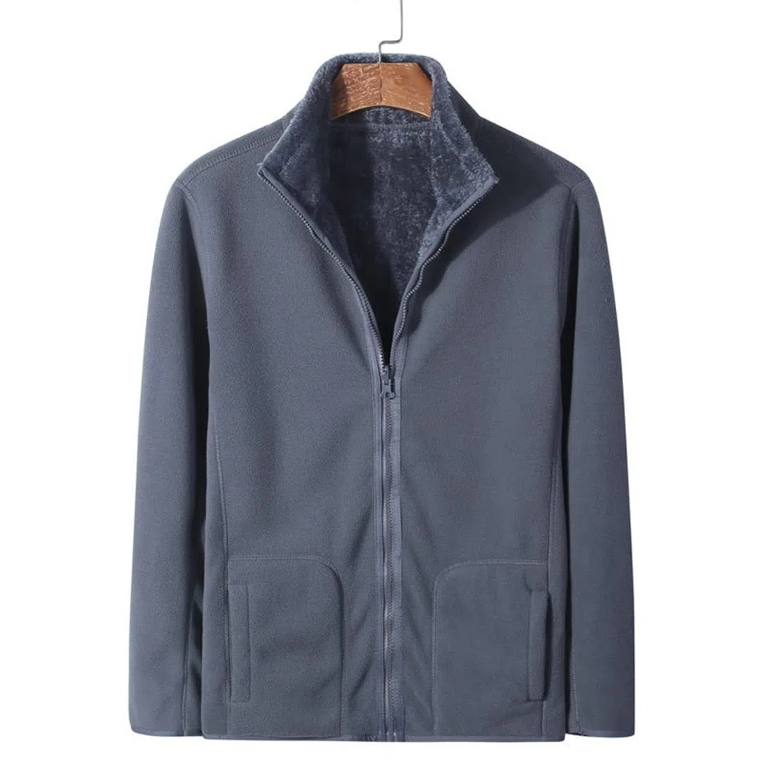 Chaqueta De Forro Polar Ligera con Cremallera para Hombre, Sudadera Cálida De Forro Polar Coralino De Doble Cara con Bolsillos