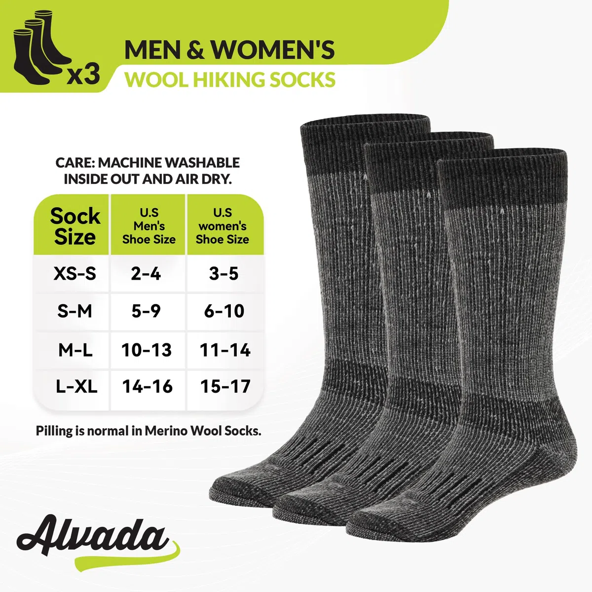 Alvada Calcetines térmicos de lana cálidos para invierno, absorben la humedad y transpirables, cómodos calcetines para botas