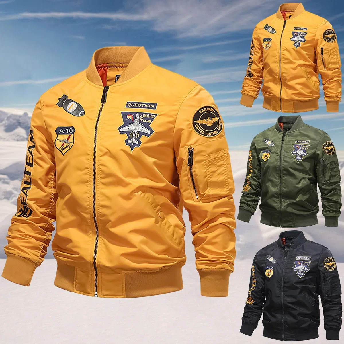 Generisch Chaqueta bomber para hombre, informal, a prueba de viento, forro polar, chaqueta de invierno Y2k, varios bolsillos, estilo militar, chaqueta de aviador, cuello alto, chaqueta bomber, otoño e