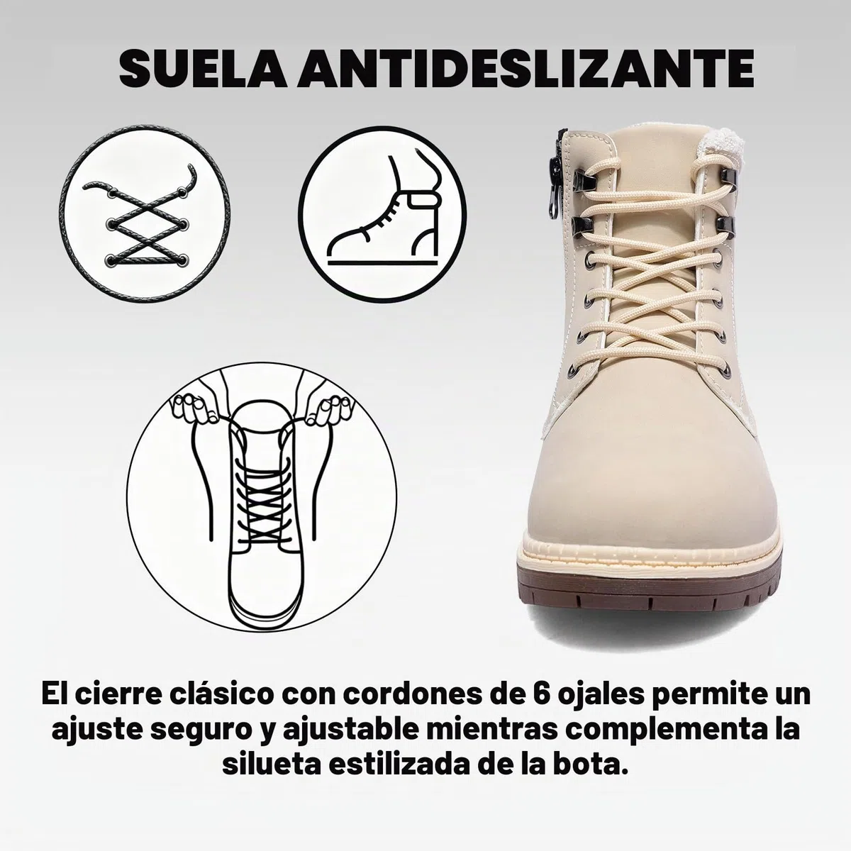 Mujeres Senderismo Nieve Invierno Botas Impermeables Botines de Nieve Senderismo Botas Calientes Fur Forro Boots Outdoor Antideslizantes Trekking Zapatos Beige 40EU