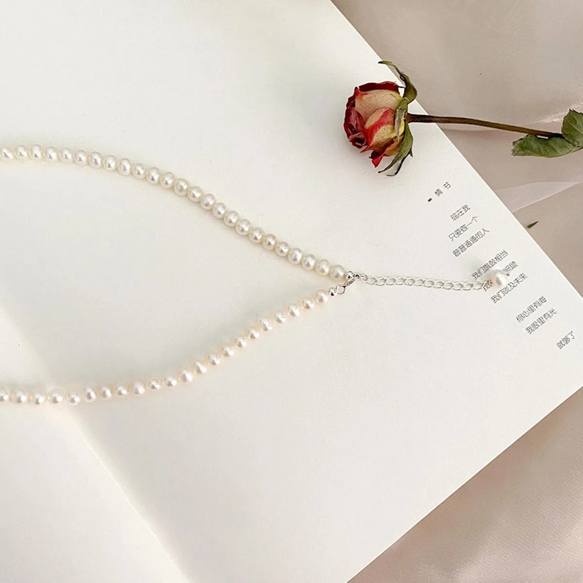 LOKILOKI Collar De Perlas De Agua Dulce Natural 925 Cadena De Plata Esterlina Joyería De Moda para Mujeres