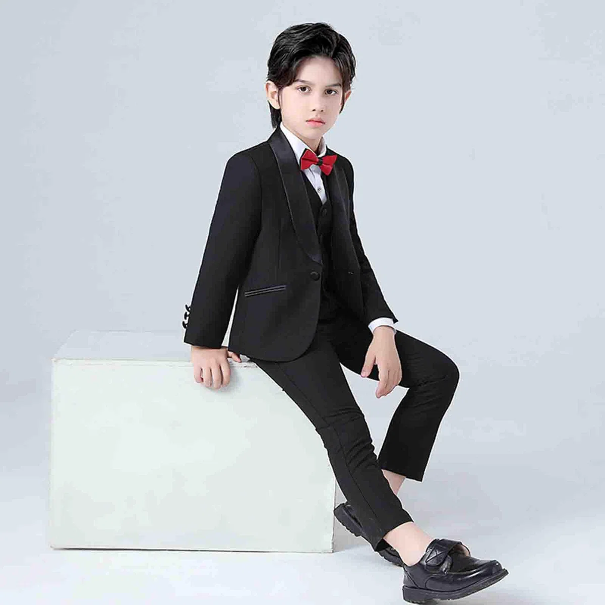 Niños Niño Bebé Niño Primavera Verano Algodón Manga Larga Camisa Pantalones Abrigo Chaleco Sólido 5PC Ropa