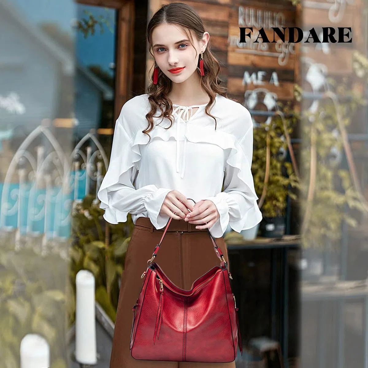 FANDARE Bolsos de Mujer Bolsos Hobo Bolso Bandolera Bolso de Hombro Bolso Tote Cuero PU Bolso Shopper Bolso de Mano Bolso Convertible de Mochila para Trabajo Escuela Viaje Bolsos Cruzados