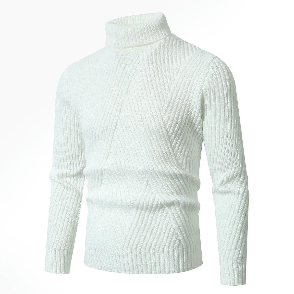 Suéter de cuello alto para hombre, de sarga cálida y gruesa, para otoño e invierno