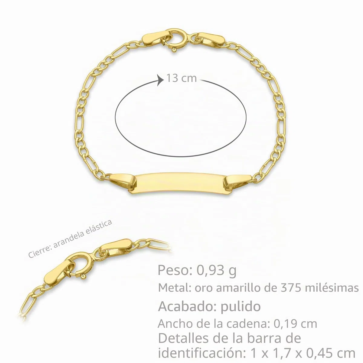 Carissima Gold Pulsera tipo esclava infantil en oro amarillo de 9 quilates