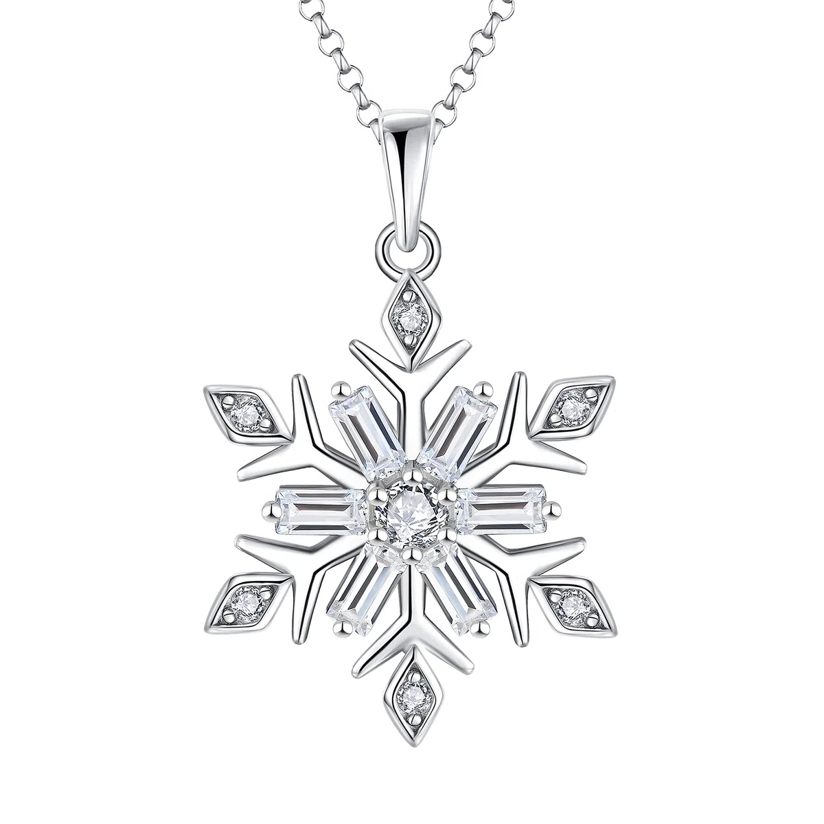 JO WISDOM Collar Colgante Copo de nieve Plata de ley 925 Cristales Swarovski Mujer Joyería