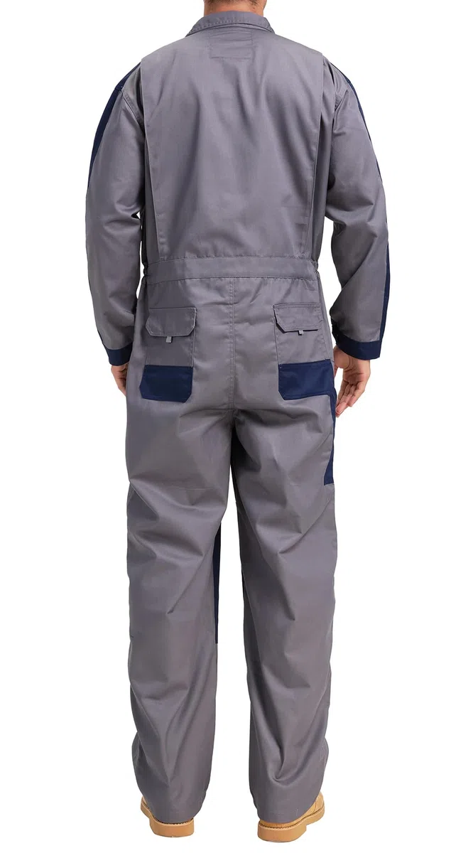 Mono de Trabajo de Hombre de Manga Larga con Rodilleras Puños y Cintura con Elástico, Pantalones con Peto de Trabajo para jardín y Garaje (Gris Oscuro, M)