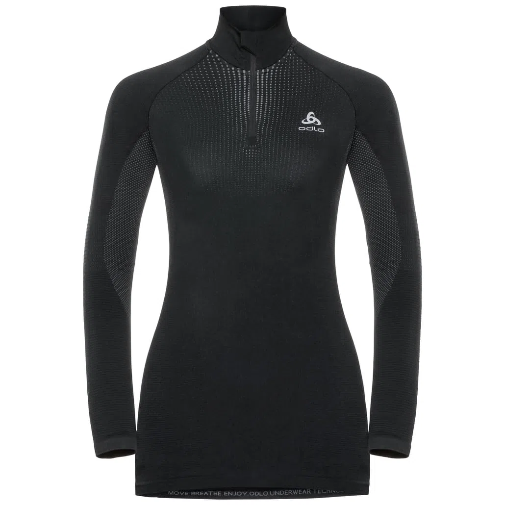 Odlo Bl Top Turtle Neck L/S Half Zip Performa-Grey Melange/Black, Intimo-Mujer