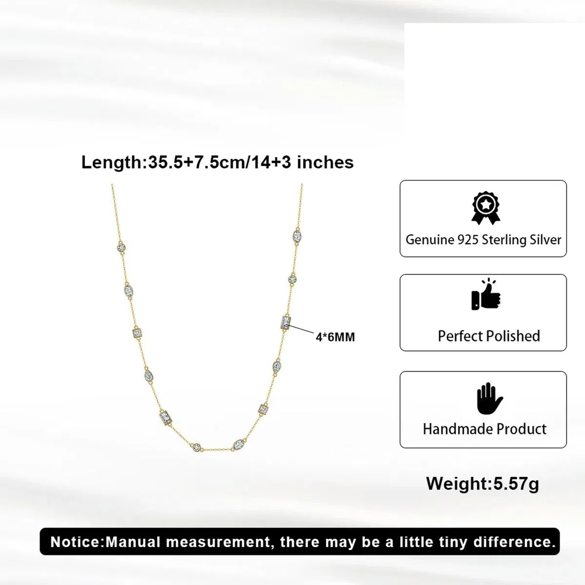 Collar De Plata De Ley 925 Con Circonita Cúbica Transparente 5a, Gargantilla Con Corte Geométrico, Cadena Sencilla Para El Cuello, Joyería Fina