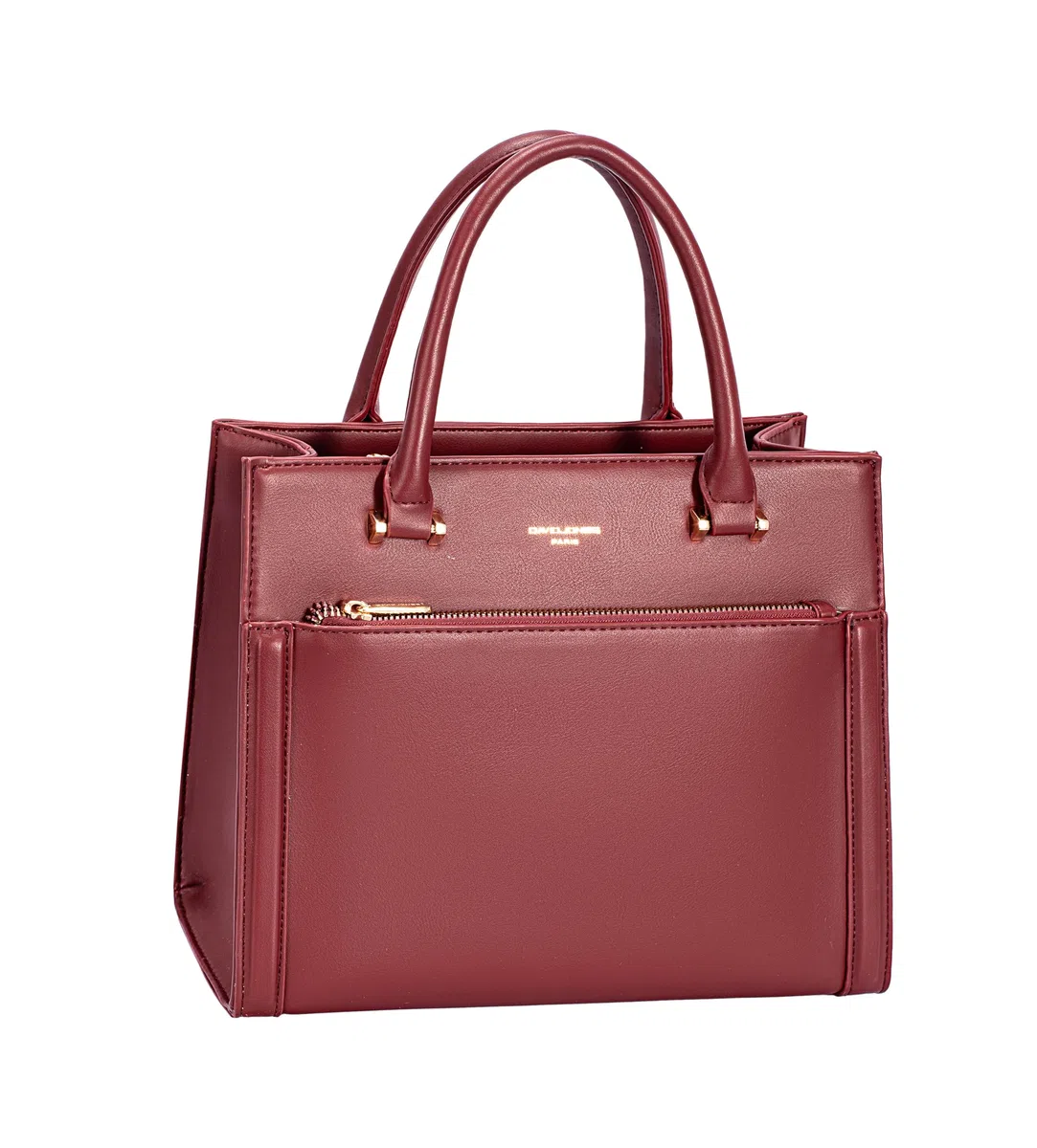 David Jones Paris - Bolso de mano para mujer y ciudad, tamaño mediano, piel sintética, doble compartimento y bolsillos de plumero – Chic Clásico elegante práctico