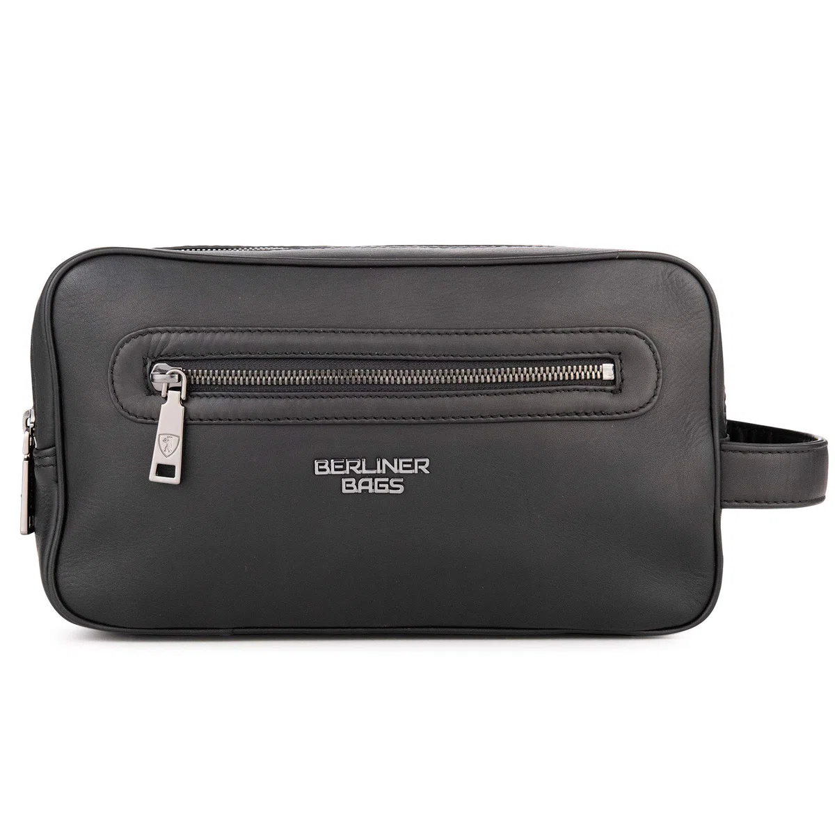 Berliner Bags MAX Neceser de Piel Auténtica con Dos Compartimentos, Bolso de Aseo Grande para Hombre y Mujer, Ideal para Viajes, con Cremallera YKK y Forro Impermeable – Negro