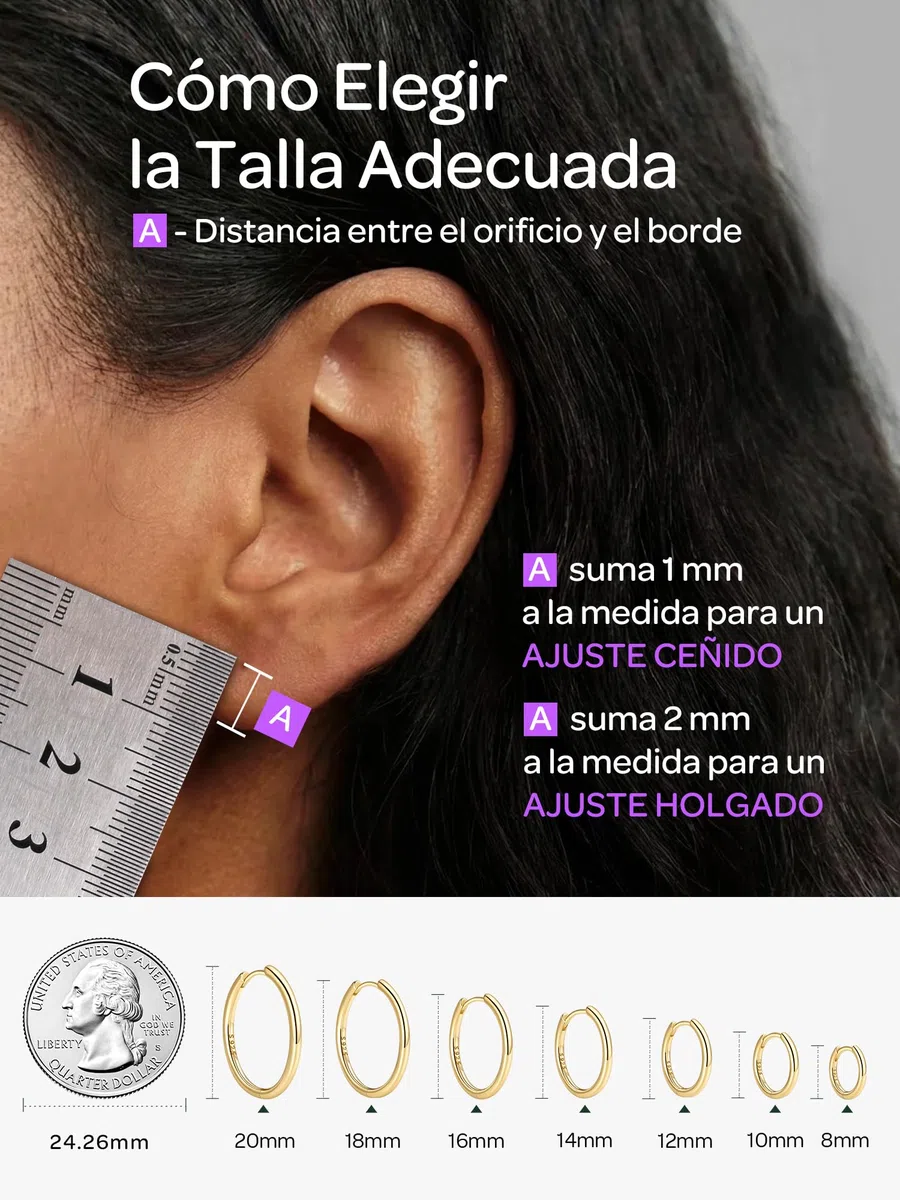 ChicSilver 925 Plata Pendientes Aros Mujer Hoop Earrings Oreja 8-20MM | Material Plata de Ley Aretes Hipoalergénicos para Piel Sensible Banda Fina Regalo Madre Pareja Joyería Delicada