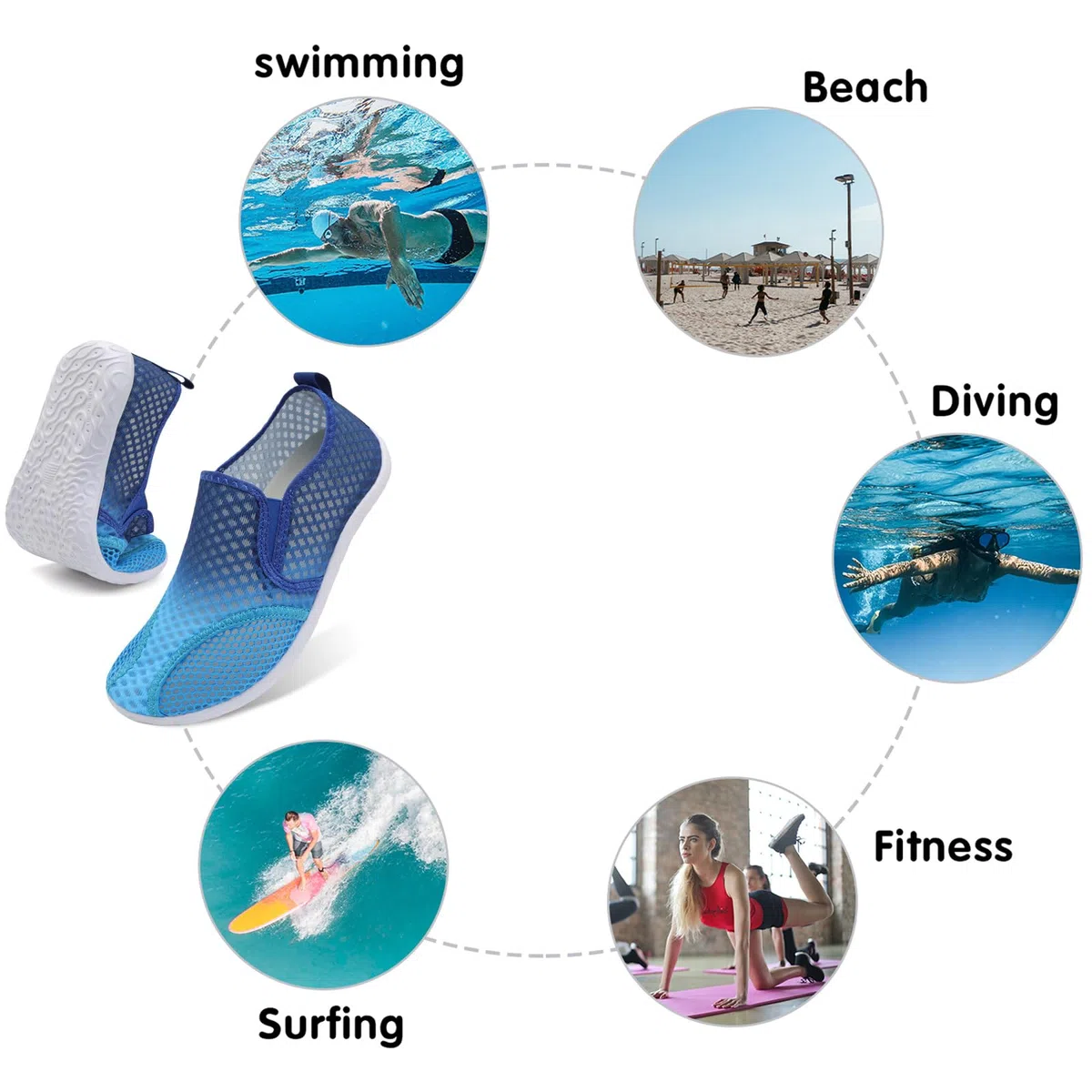 Spesoul Zapatos de agua para mujeres y hombres, zapatos de natación de secado rápido, transpirables, zapatos de playa, calcetines acuáticos para piscina, surf, viajes, camping, yoga, deportes al aire