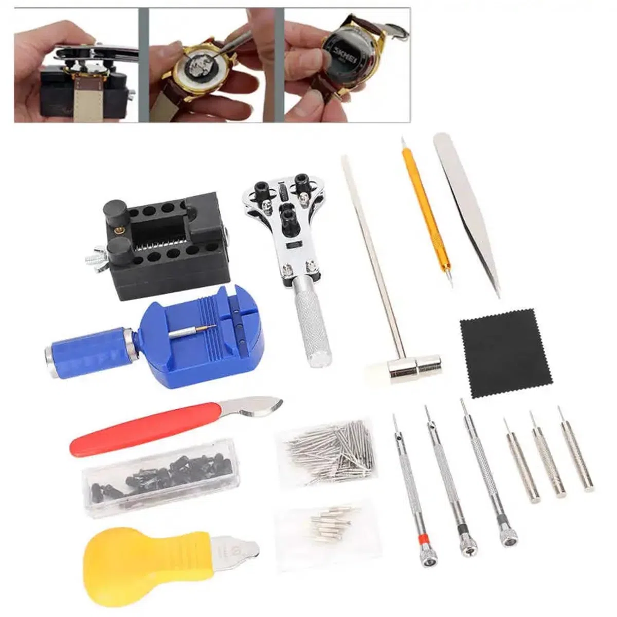 Kit De ReparacióN De Relojes Kit de reparación de Relojes, Kit de Herramientas de Ajuste de Correa de Reloj de Repuesto, Pilas for Reloj Profesional, 147 Uds. para ReparacióN De Relojes