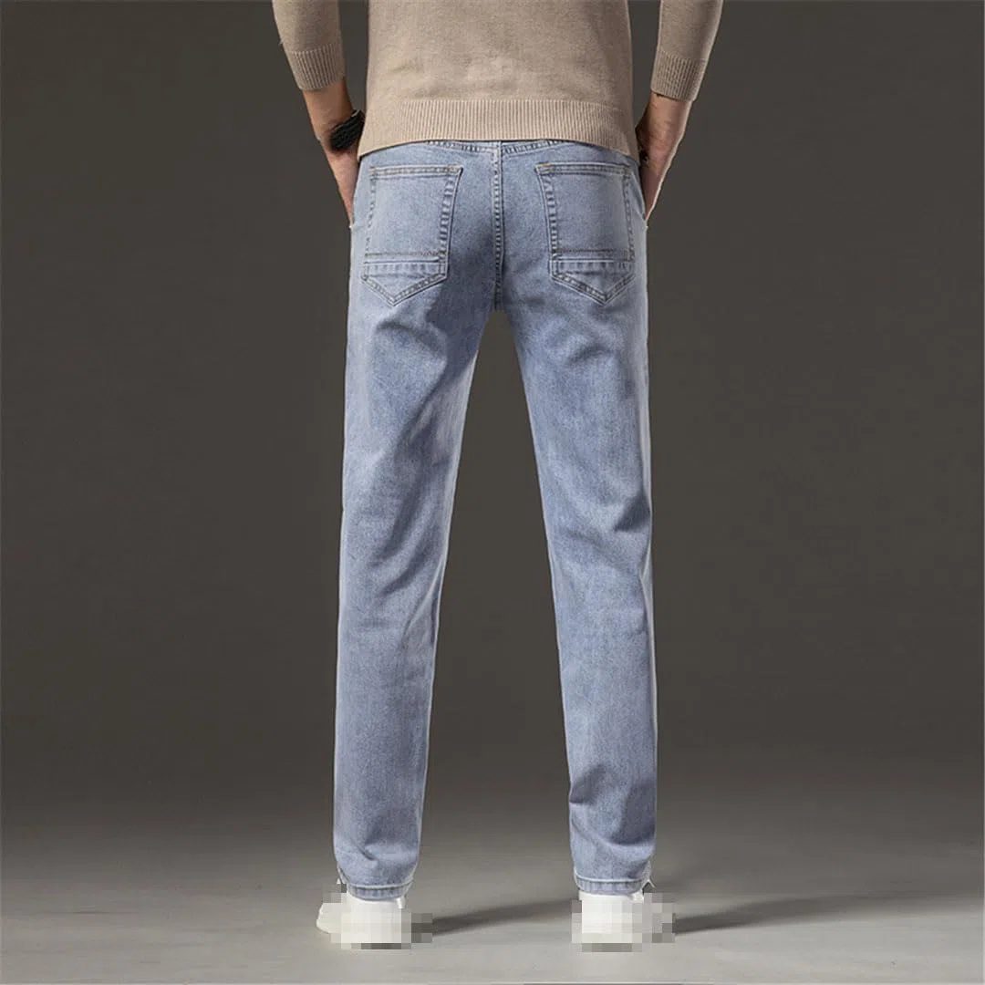 Vogrtcc Pantalones Vaqueros Ajustados para Hombre, Rectos, Informales, De Negocios, Elásticos, De Mezclilla
