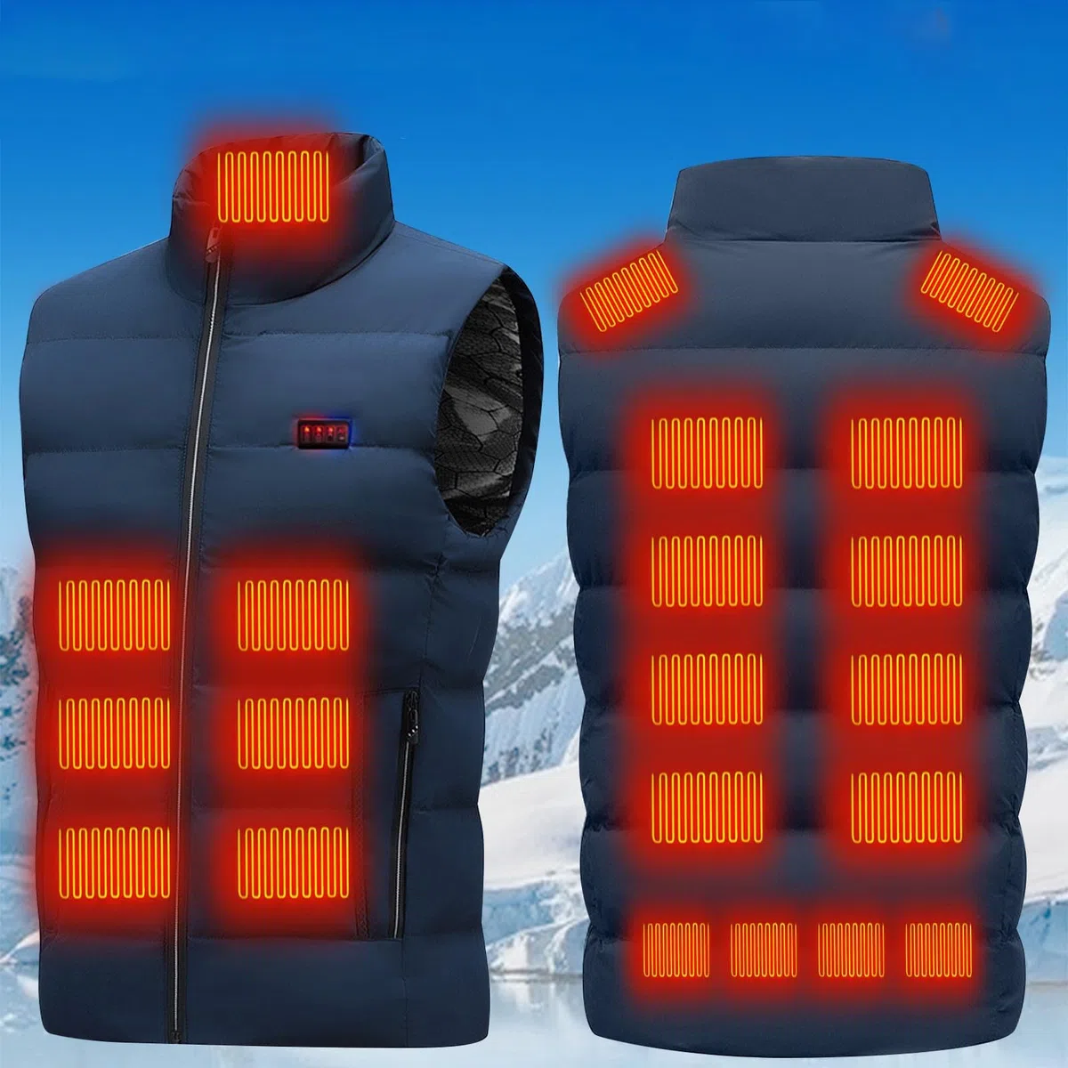 Chaleco calefaccionado con 23 temperaturas Ajustables y 9 Zonas de calefacción, Chaleco calefaccionado con calefacción eléctrica por USB, Chaqueta calefactable para Esquiar, Trabajar al Aire Libre y