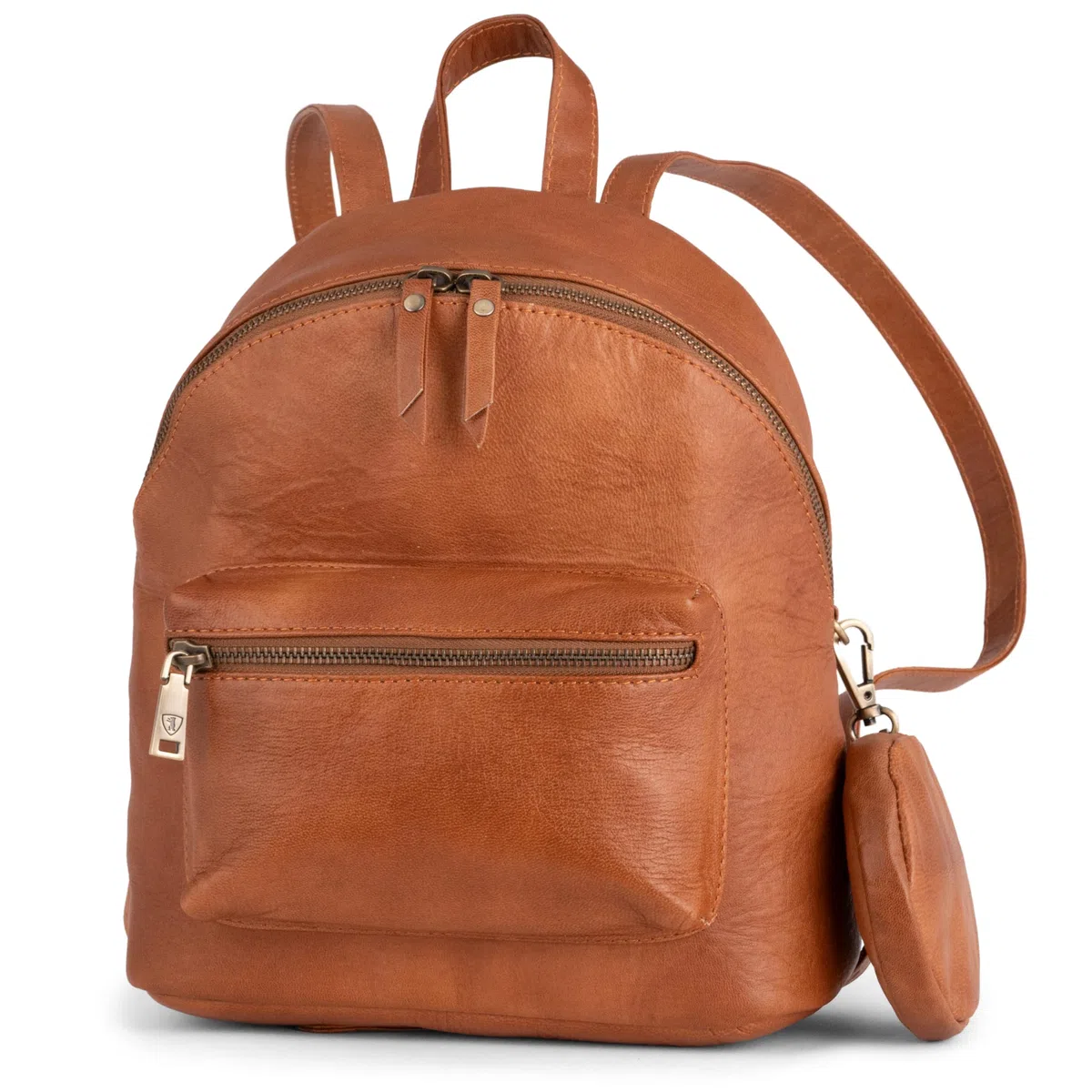 Berliner Bags Mochila Kelly Mini de Piel Auténtica para Mujer, con Compartimento Interior y Exterior y Estuche Redondo Desmontable, Diseño Elegante - Marrón