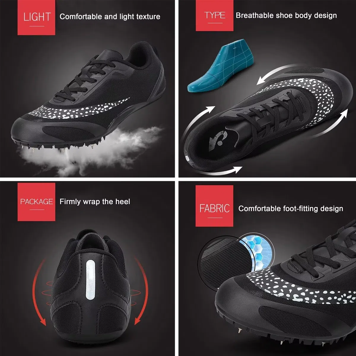 Zapatillas de Atletismo Unisex con 8 Clavos: Zapatillas Profesionales Transpirables para Correr, Saltar y Sprint para Hombres y Mujeres, para Deportes Profesionales y de Velocidad