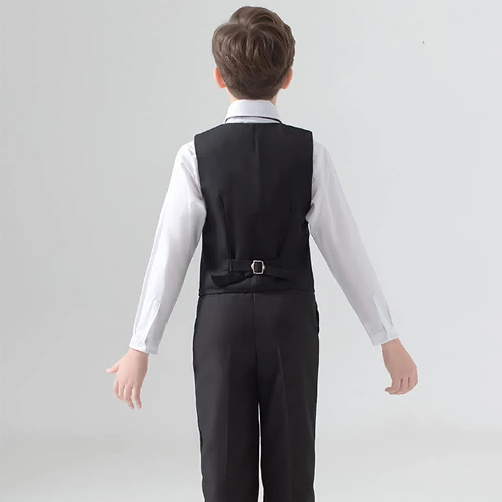 Conjunto de Caballero para Bebés Niños Traje de Bautizo para Primavera Otoño,Trajes de Boda Niño,Conjunto de Traje de 5 Piezas para Niños, Blazer + Chaleco + Camisa + Pantalón + Pajarita