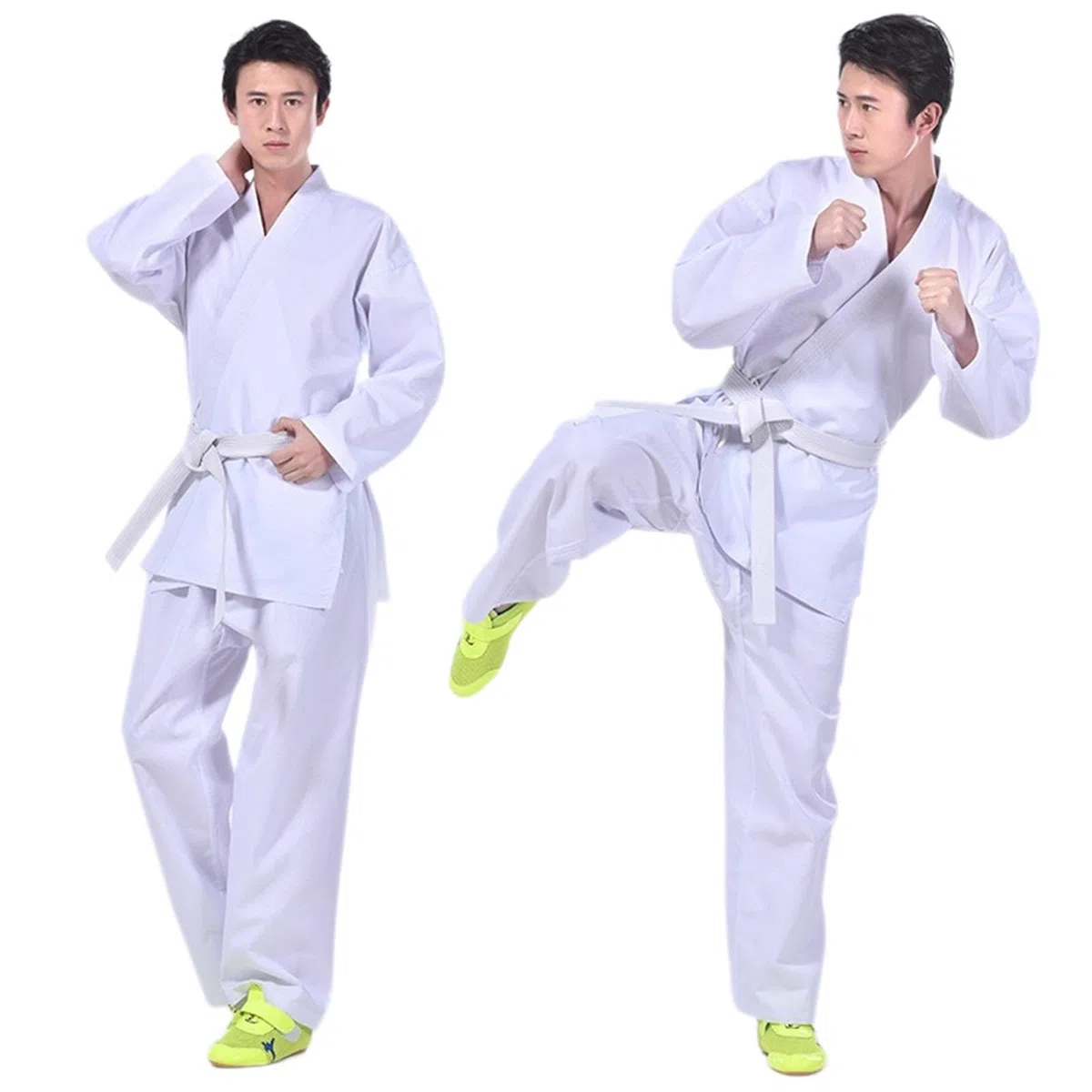 Traje de Uniforme Karate Gi, Cintura elástica for niños, Entrenamiento Deportivo, Gimnasio, cinturón Blanco para Formación, Rendimiento(200cm)