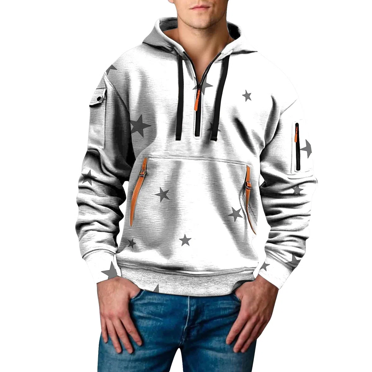 Sudaderas De Hombre Sudadera con Capucha Y Camiseta Estampado 3D para Hombre, Estilo Juvenil Moderno, Ideal Otoño E Invierno. Moteras (White, L) Oversize Chaqueta Verano Ropa Casual