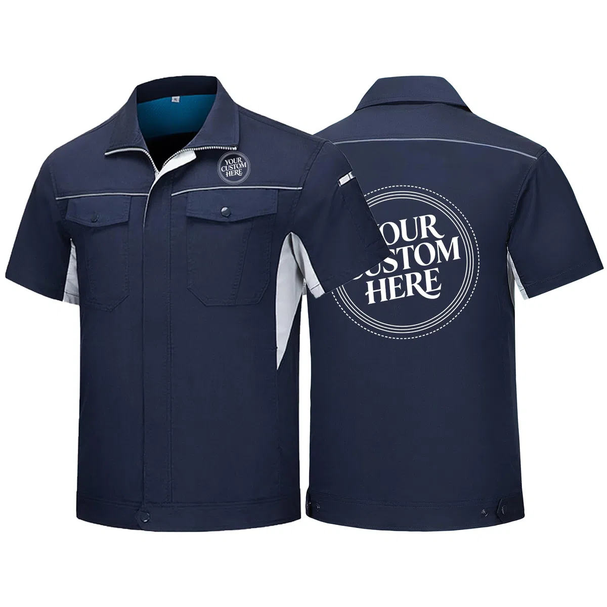 Camisa de trabajo de manga corta personalizada para hombre, transpirable, reflectante de alta visibilidad, logotipo personalizado, uniformes de trabajo