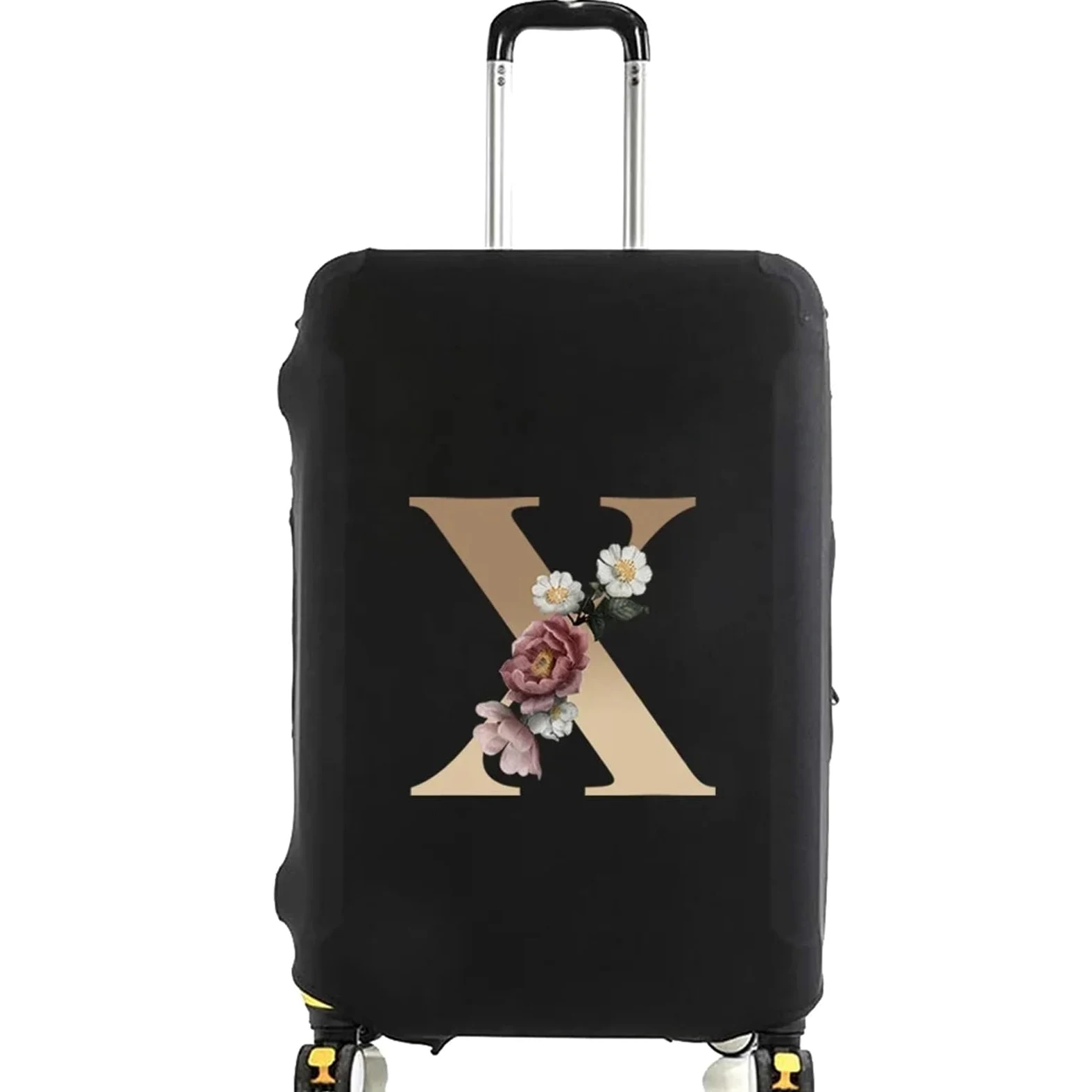Fundas Protectoras for Maletas de Viaje, Protector de Equipaje elástico Grueso for Equipaje de 18 "-28", Funda Bolsa de Viaje con Letras Doradas Impresas, 2 uds.(Black X,M)