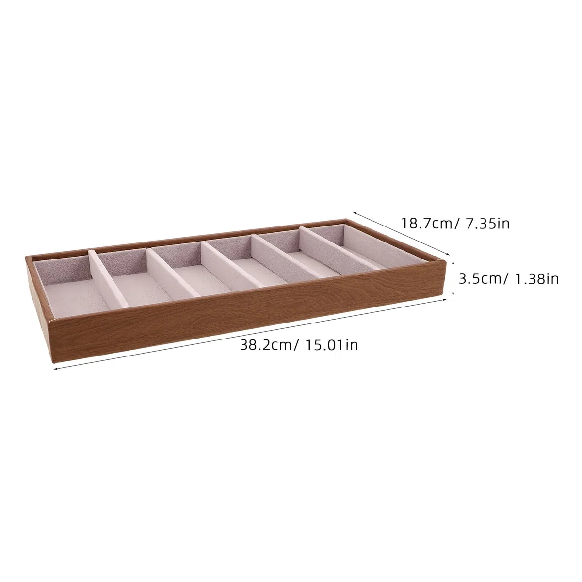 NOLITOY Soporte para Gafas de Madera Diseño de Veta Natural Bandeja Organizadora Dividida para Gafas de Sol Joyas y Relojes Estuche Multifuncional para Escritorio Protección contra