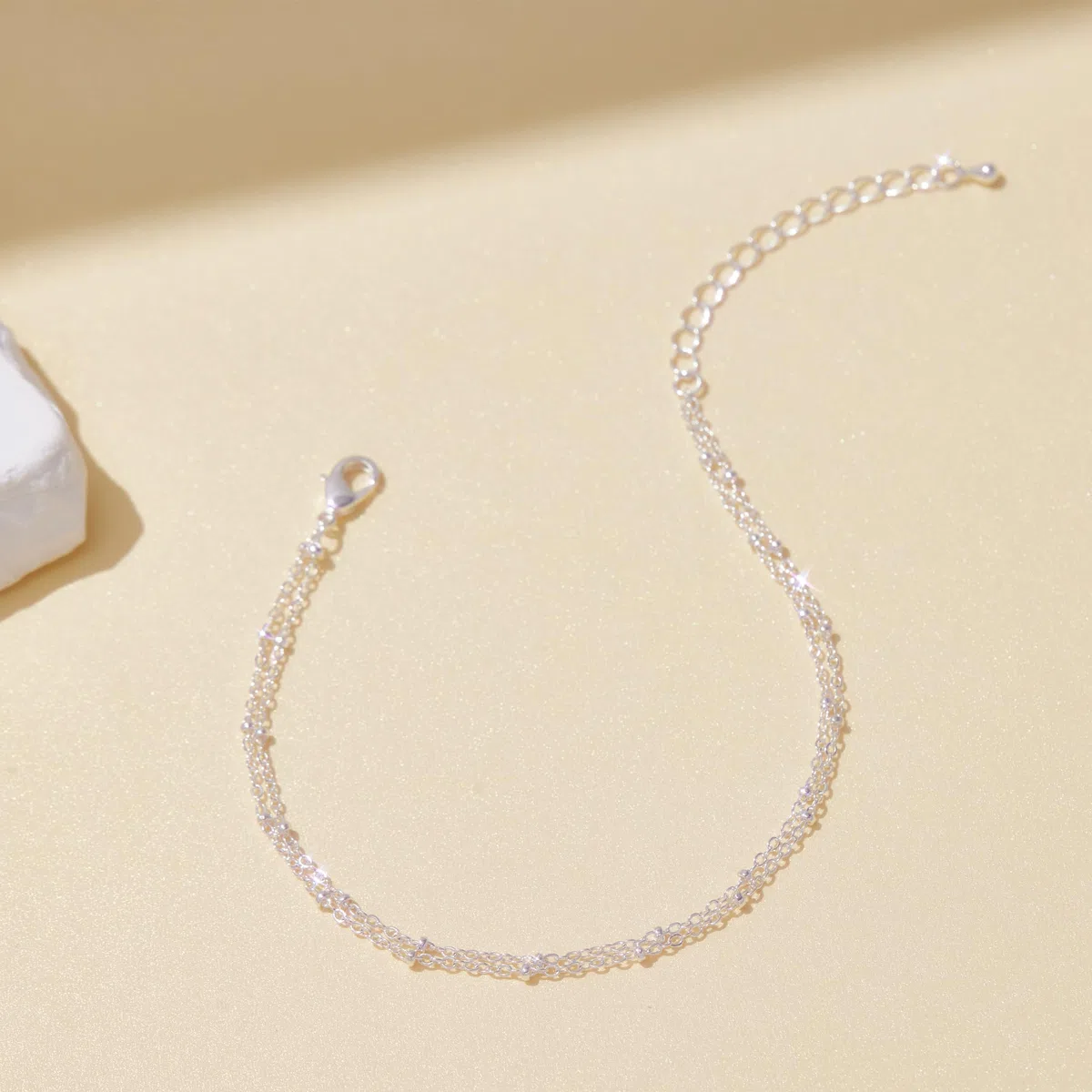 Poxtex Tobilleras de plata de ley para mujer, impermeables, chapadas en plata 925, circonita cúbica y dije de corazón, tobilleras de capa delicada para mujer, modernas, simples, juego de tobilleras de