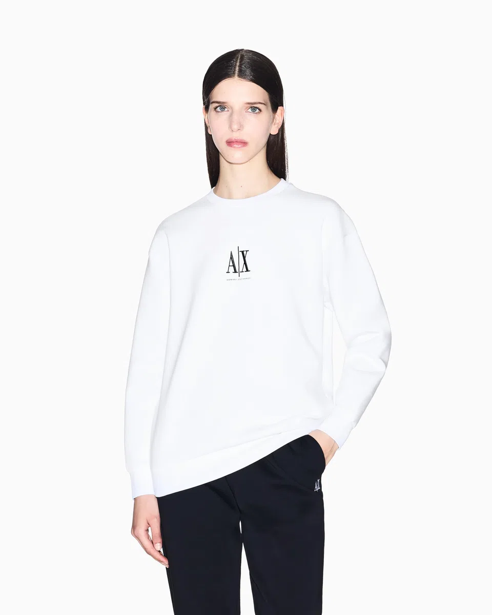 Armani Exchange Icon Project, Embroidered Logo, Crewneck Sudadera Mujer (Pack de 1)