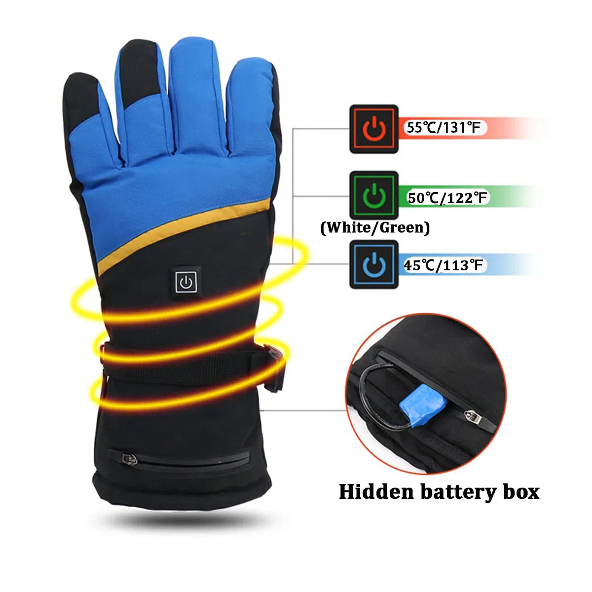 CHEWYNP Forros de Guantes con calefacción, Guantes térmicos cálidos Resistentes al Agua con Pantalla táctil, Guantes cálidos de Invierno alimentados por batería, Guantes de Trabajo para es