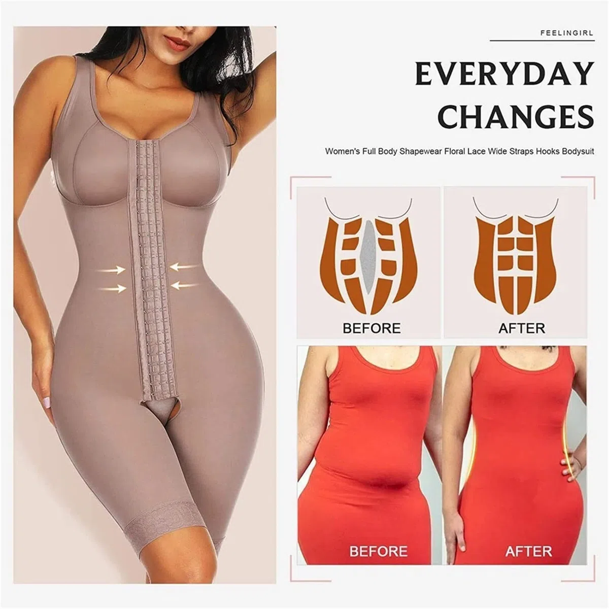 Fajas para Control de Barriga Faja Talla Grande Levantador de glúteos Body Shaper para Mujer (Color: A, tamaño: L) (AL) (BM)