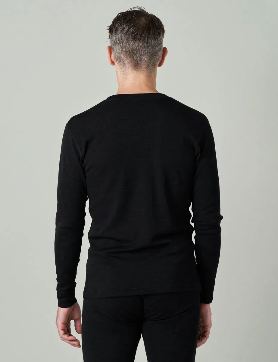 LAPASA Camiseta Interior Térmica Peso Ligero/Medio de 100% Lana Merino para Hombre Manga Larga Cuello Redondo Capa Interior M29/M67