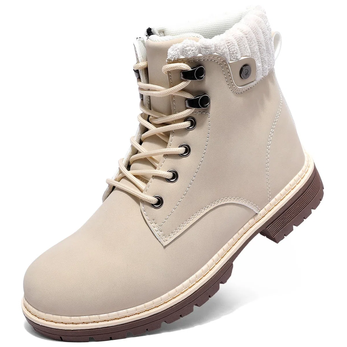 Mujeres Senderismo Nieve Invierno Botas Impermeables Botines de Nieve Senderismo Botas Calientes Fur Forro Boots Outdoor Antideslizantes Trekking Zapatos Beige 40EU