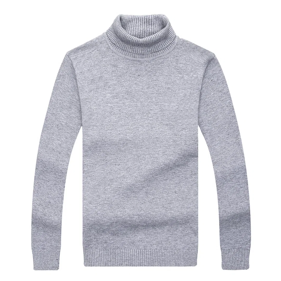 Hamthuit Suéter de cuello alto para hombre de invierno suéter de punto delgado suéteres de los hombres casuales elásticos de cuello alto suéteres