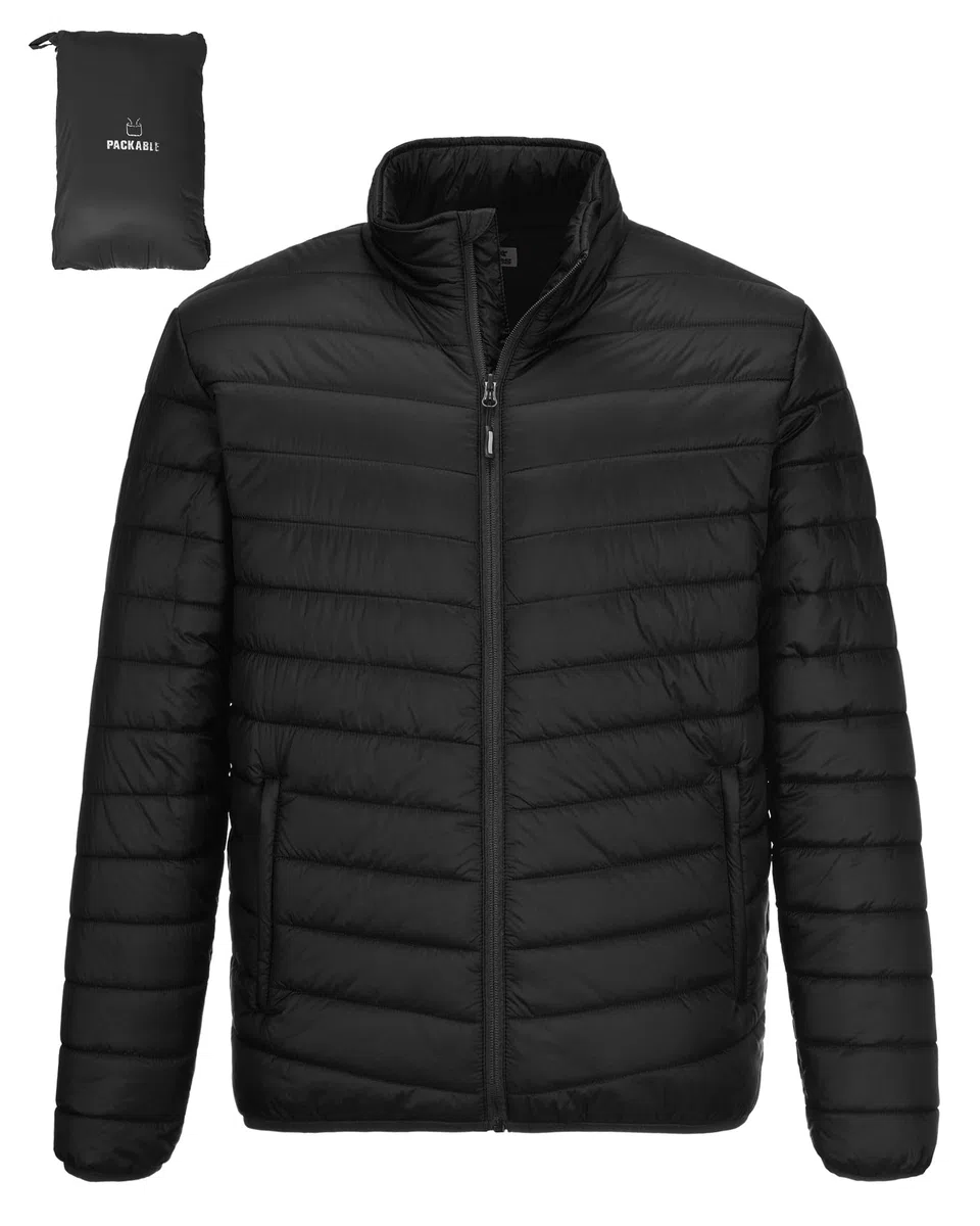 Outdoor Ventures Chaqueta acolchada para hombre, ligera, cálida, chaqueta de entretiempo, chaqueta acolchada, resistente al agua, chaqueta para exteriores e informal