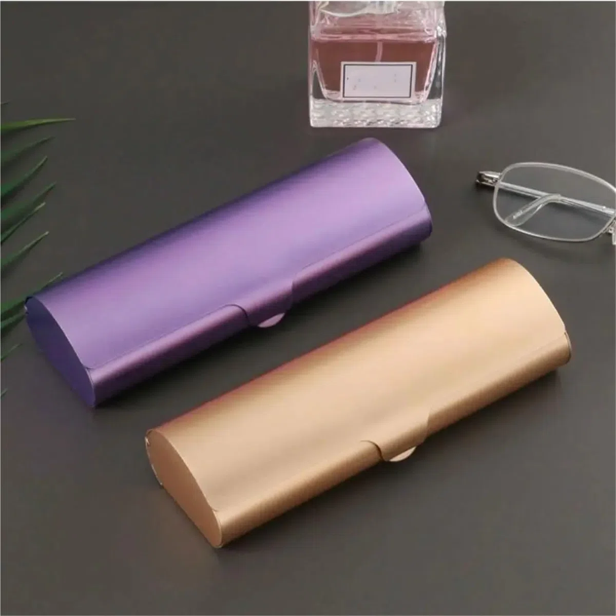 Estuche for gafas esmerilado de aleación aluminio, 2 uds., estuche for sol, caja almacenamiento for pequeñas Para Mujer