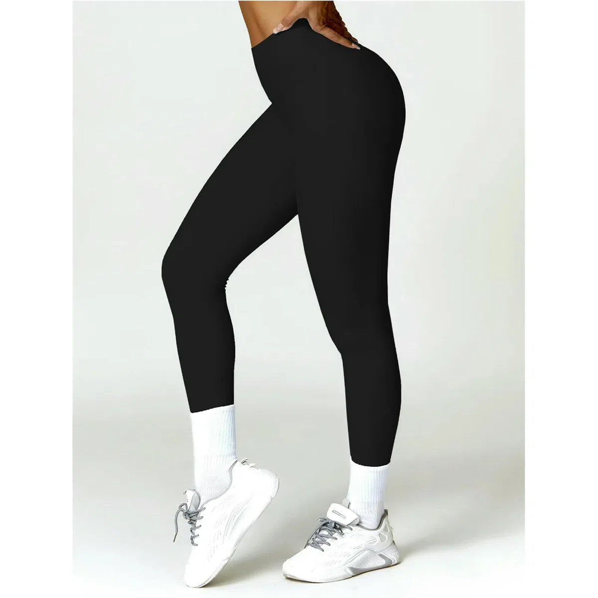 Pantalones de Yoga Mujer Ajustados Sin Costura para Deportes Femeninos Cintura Alta Hacer Ejercicio En El Gimnasio-Negro Avanzado-l