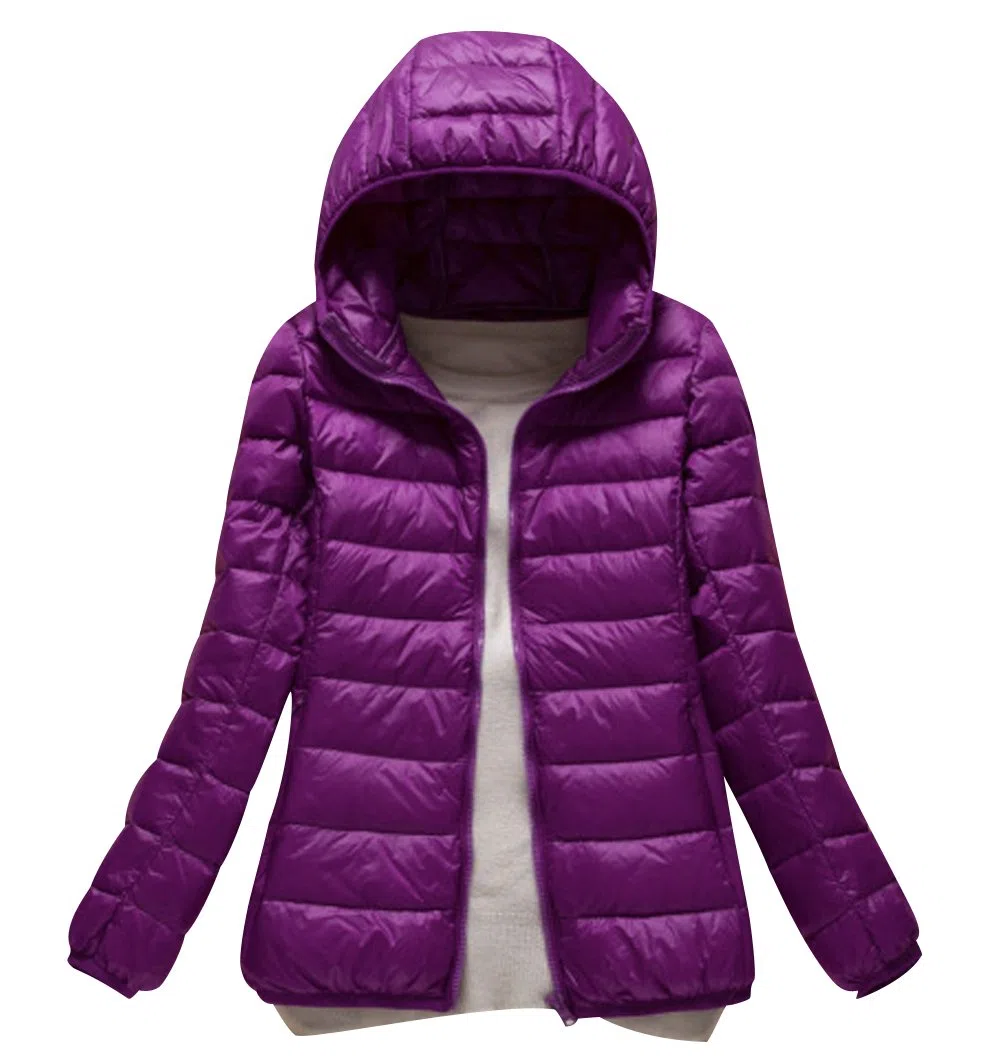 Abrigo Plumas con Capucha Mujer Abrigos Acolchado Plumiferos Ligeros Chaquetas Chaquetones Plumon Anorak Plumifero Corto Cazadoras Chaqueta Acolchada Mujer Plumas Ultralight Invierno Morado L