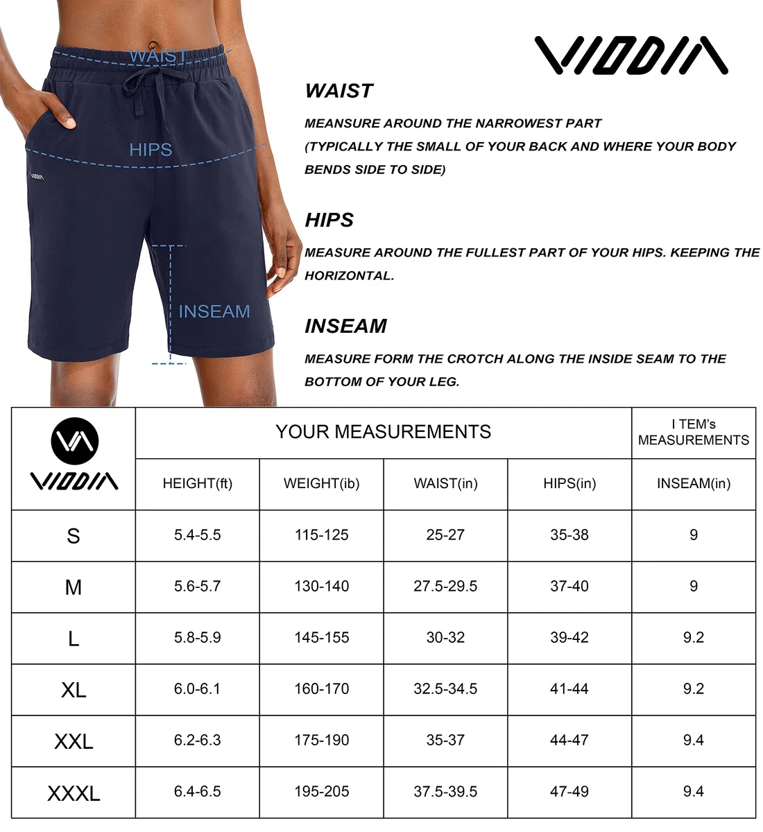Viodia Bermudas para mujer de 10 pulgadas de largo con bolsillos, pantalones cortos de algodón hasta la rodilla para verano