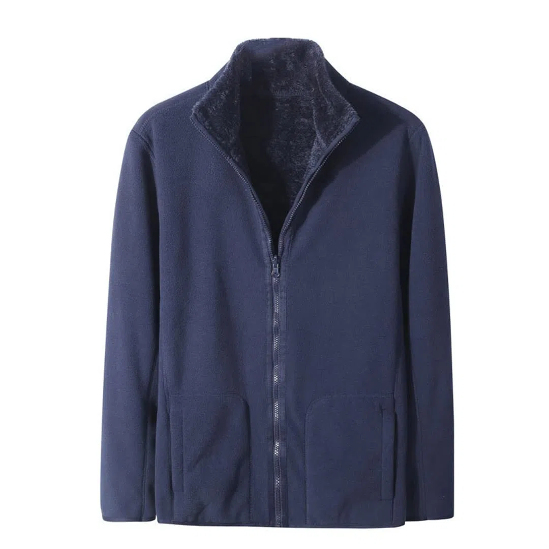 Chaqueta De Forro Polar Ligera con Cremallera para Hombre, Sudadera Cálida De Forro Polar Coralino De Doble Cara con Bolsillos