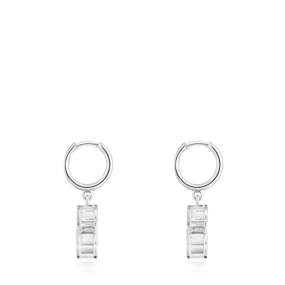 TOUS Pendientes de Aro para Mujer de Plata de Primera Ley y Metacrilato Blanco, Colección Galaxy