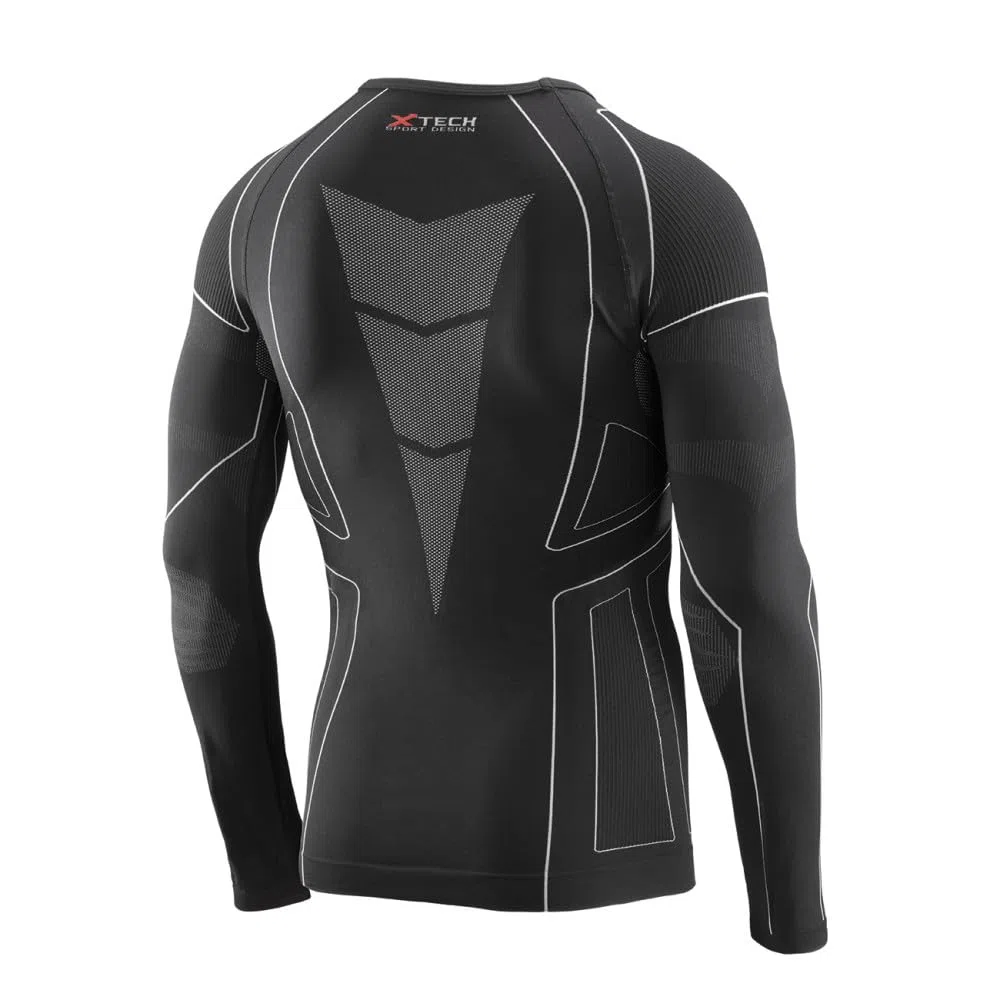 Generico XTECH - Camiseta técnica interior deportiva cortavientos térmica invernal de manga larga cuello redondo negro camiseta Race 3 XTECH Made in Italy
