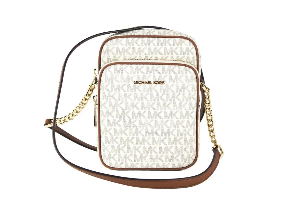 Michael Kors Jet Set Travel Signature - Bolsa bandolera de PVC con logotipo mediano