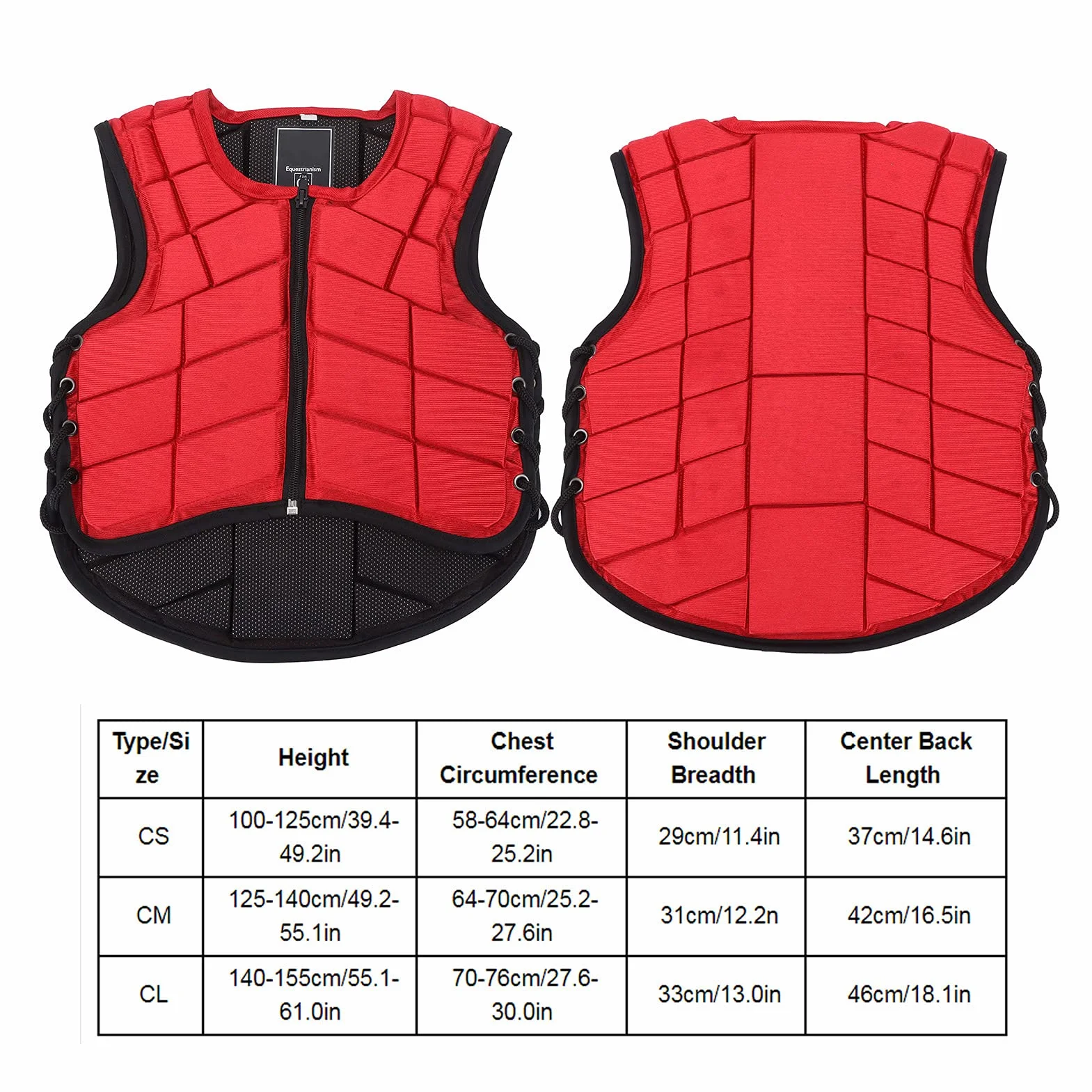 Chaleco Ecuestre de Nailon Rojo para Niños con Absorción de Impactos y Amortiguación para Protección de Equitación (CENTÍMETRO)