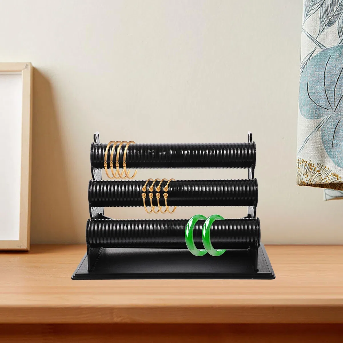 Abaodam Expositor de Pulseras y Relojes de Pvc Negro 3 Niveles Desmontable, Organizador Compacto para Baño o Tienda, Soporte Práctico y Funcional