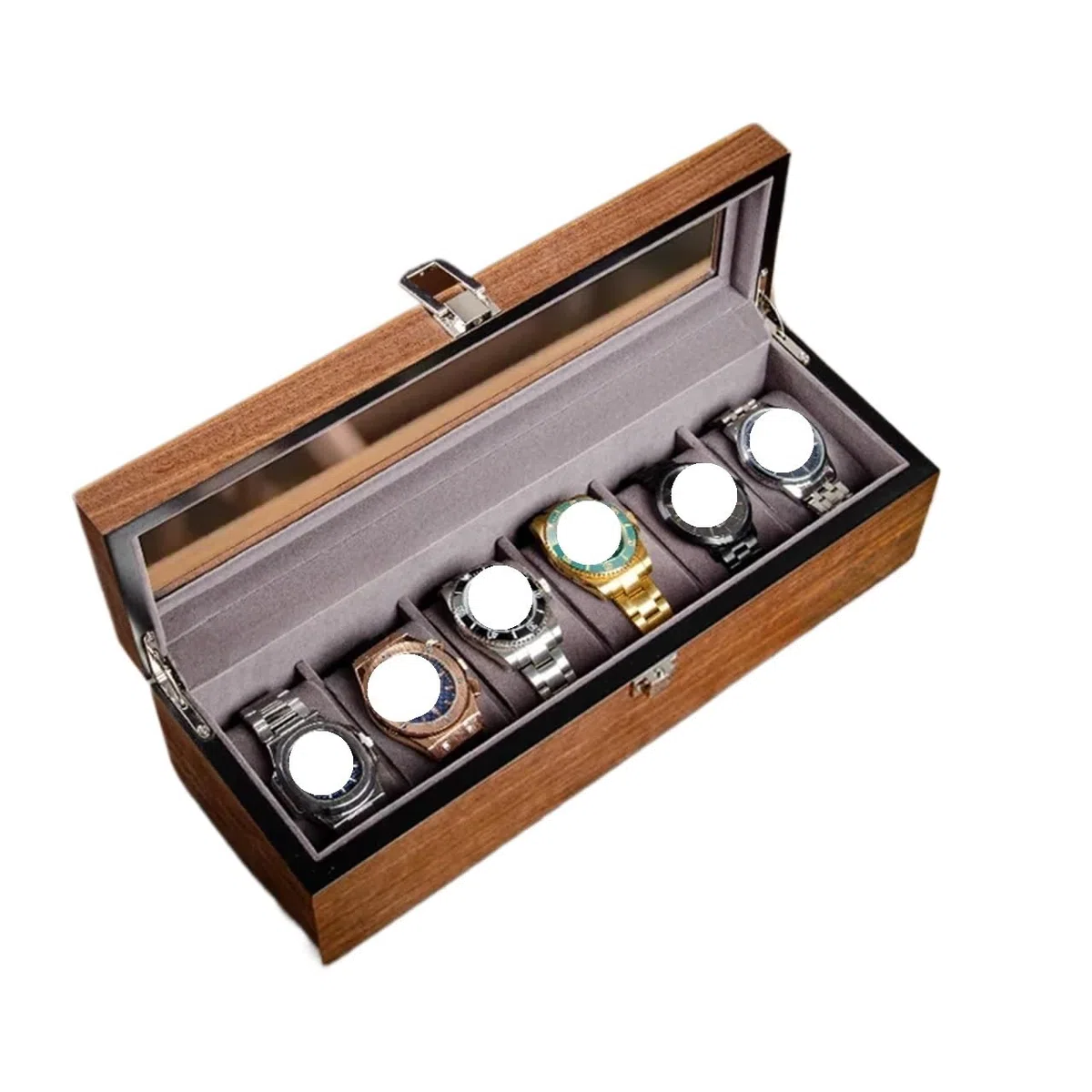 Caja De Relojes De Madera Maciza Caja de reloj madera for hombre, almacenamiento relojes viaje, organizador, colección exhibición portátil